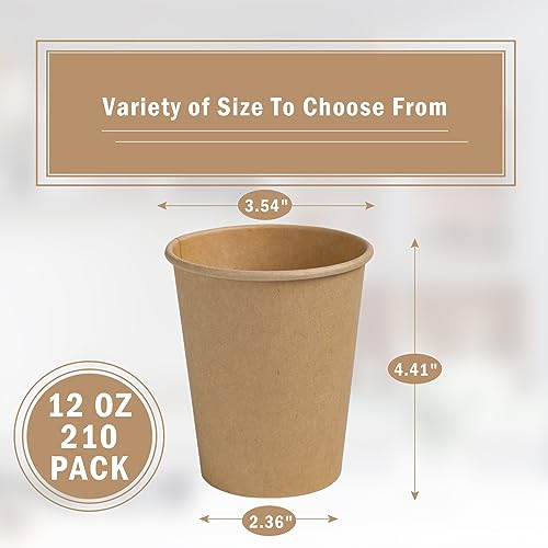 210 Pack 12 OZ Paper Coffee Cups (210 Count)