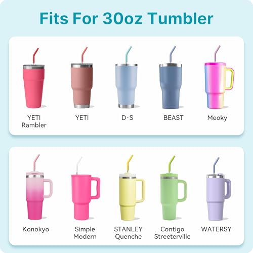 30 oz Straight Metal Straws with Silicone Tip for 30 oz Tumbler