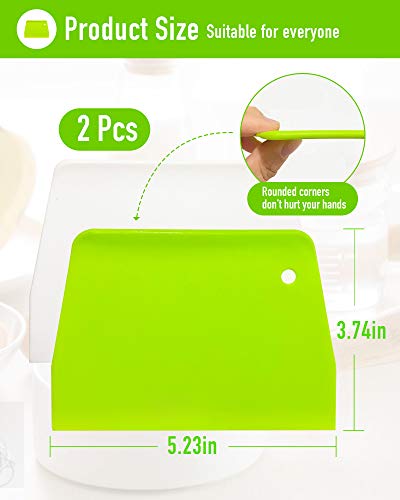 2PCS) Dough Scraper Bowl Scraper ，Food safe Plastic Dough Cutter， Flexible Plastic Scraper Practical Bench Scraper Multipurpose Food Scrappers for Bread Dough Cake Fondant Icing