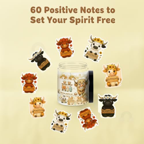 Positive Highland Cow Jar with 60 Affirmation Cards