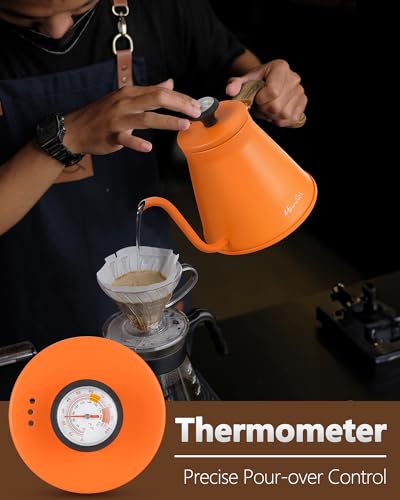 Gooseneck Kettle with Thermometer for Pour Over Coffee and Tea