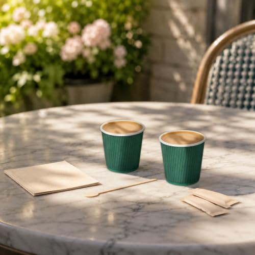 Ripple Wall Coffee Cups 500 Count 4 Ounce Insulated Forest Green Paper Cups