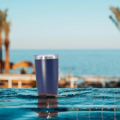 20oz Tumbler Insulated Coffee Tumblers with Lid Stainless Steel Navy 8P (8 Count)