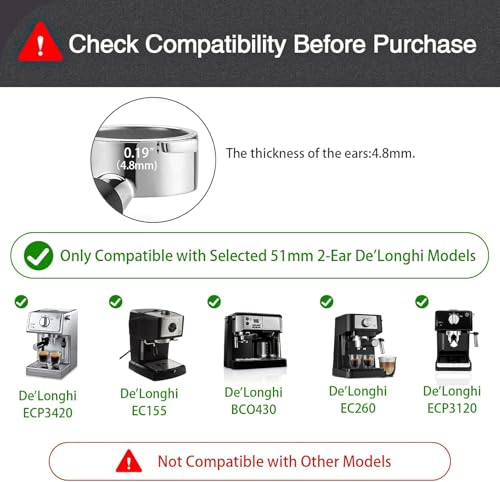 51mm Bottomless Portafilter Compatible for Delonghi ECP3420