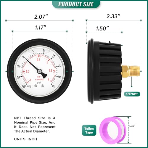 30 30PSI Stainless Steel Liquid Filled Pressure Gauge