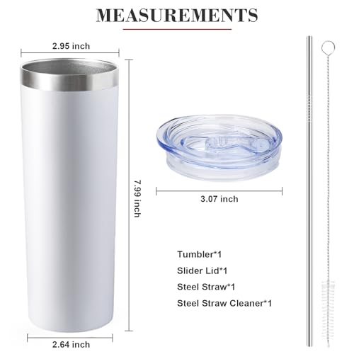 20 oz Skinny Tumbler with Lid and Straw