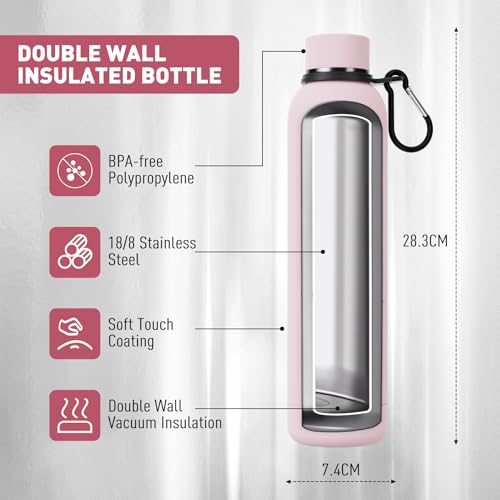 Slim Insulated Water Bottles for Travel 25oz with Clip