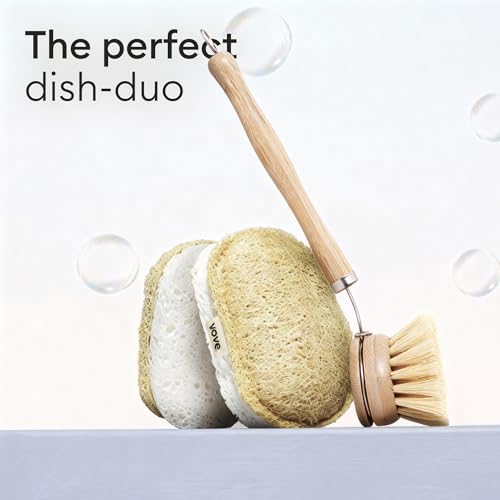 Cleaning Duo Bamboo Dish Brush Set and Natural Dish Sponges (7 Count)