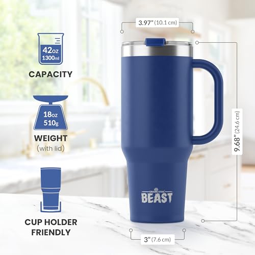 Beast 42 oz Tumbler with Handle Stainless Steel Vacuum Insulated Coffee Ice Cup Double Wall Travel Flask