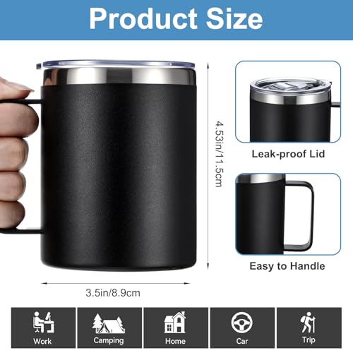 12 oz Insulated Coffee Mug Bulk with Handle (4 Count)