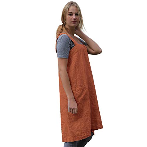 Women's Pinafore Square Apron Baking Cooking Gardening Works Cross Back Cotton