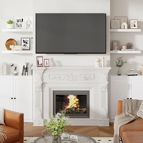 24 Inch Floating Shelves for Wall White Shelves Set of 2 (2 Count)