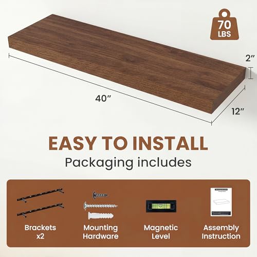 Deep Floating Shelves 40x12” Set of 2 (2 Count)
