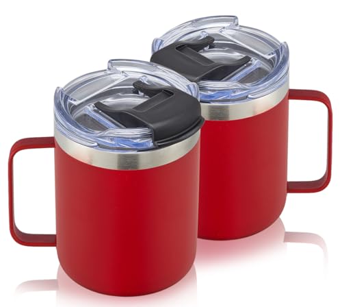12oz Insulated Travel Coffee Mug with Handle (2 Count)