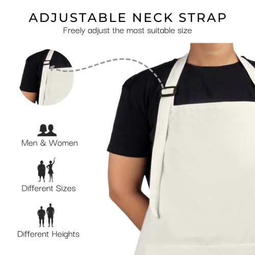 Chef Apron for Women Men with Pockets Cotton Kitchen Cooking Full Length Plain Aprons Marshmallow 35x27 Inches Pack of 5 (5 Count)