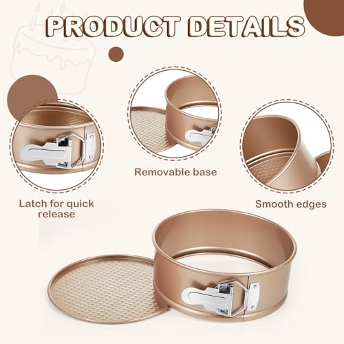4 Pcs 7 Inch Non Stick Springform Pan with Removable Bottom Carbon Steel Round Springform Cheesecake Pan with Stainless Steel Spring Buckles for Baking Kitchens Restaurant (4 Count)