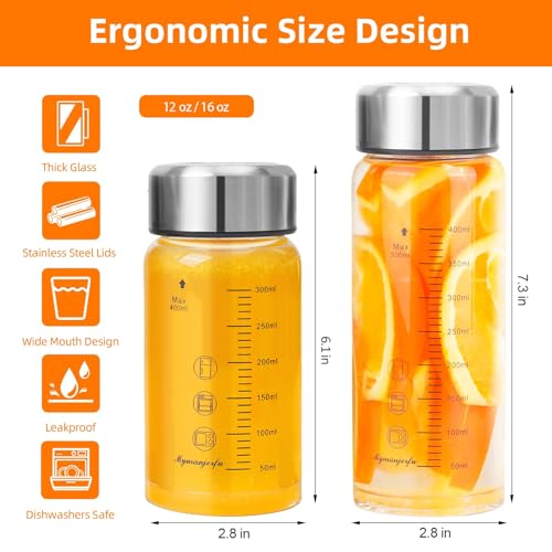 Glass Juice Bottles 6 Pack 12 oz (6 Count)