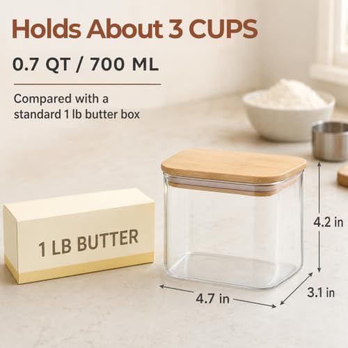 Small Glass Containers with Lids 0.7 Qt (6 Count)