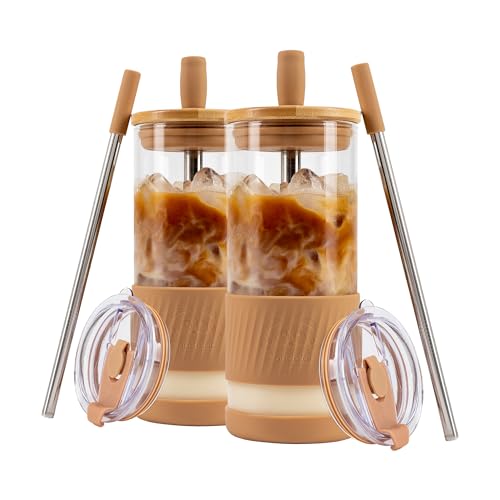 Glass Cups With Lids and Straws (2 Count)