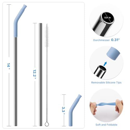 2 Pcs Stainless Steel Straws for 40 oz Stanley Tumbler