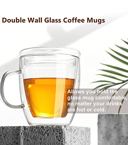 Insulated Espresso Cups 16 oz Double Wall Glass Mugs