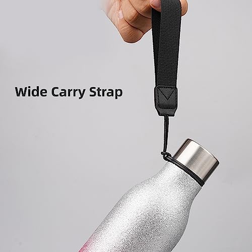 18 oz Insulated Stainless Steel Metal Water Bottle with Strap