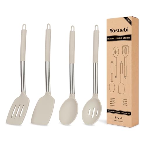 Kitchen Utensils Set Silicone Kitchen Utensils Set for Nonstick Cookware Perfect for Baking and Mixing (4 Count)