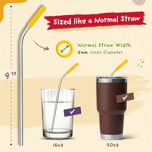 Premium Reusable Stainless Steel Drinking Straws With Silicone Tips + Patented Straw Cleaners and Carrying Case