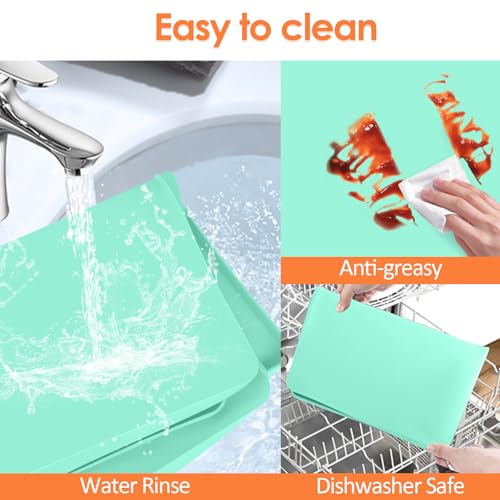 Silicone Coffee Maker Mat with Lip for Countertops 15.7''x11.8'' Mint Green