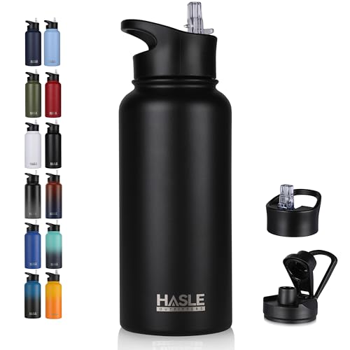 32 oz Insulated Water Bottle Stainless Steel Double Walled Vacuum Sports Water Bottle with 2 Lids