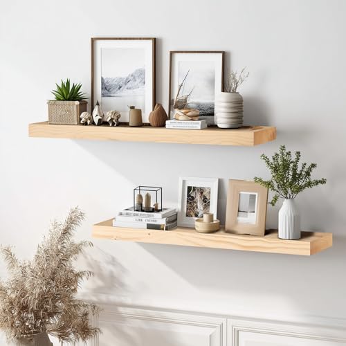 Solid Wood Floating Shelves (2 Count)