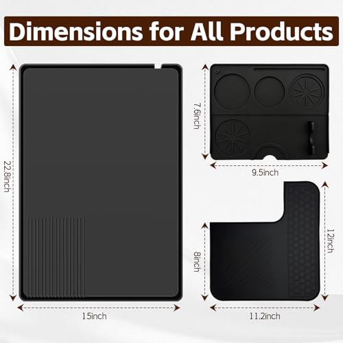3-in-1 Silicone Mat Set for Ninja Luxe Cafe ES601 & ES701 Espresso Machine– Top Mat, Bottom Sliding Mat & Tamping Station Pad, Full Protection Non-Slip Coffee Machine Accessories (Black) (3 Count)