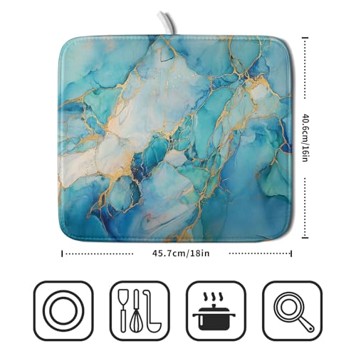 Marble Print Dish Drying Mat for Kitchen Counter