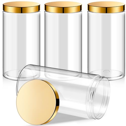 4 Pcs Plastic Jars Wide Mouth with Lids (4 Count)