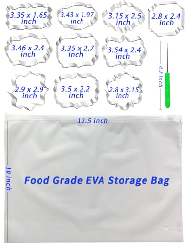 Frame Cookie Cutters 10 Shapes with 6 Cookie Scribes & 1 Storage Bag (17 Count)
