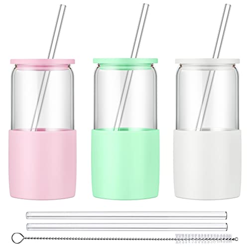 Glass Tumbler with Straw and Lid