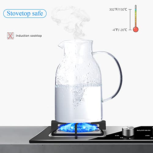 Glass Water Pitcher with Lid and Spout