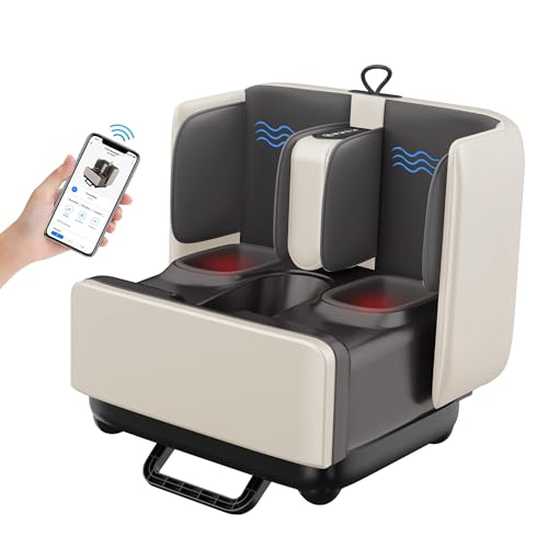 2-in-1 Shiatsu Foot Massager&Foot Rest,Foot and Calf Massager with APP Control,Heated Feet Massager for Foot Pain Relief,Gifts for Men Women