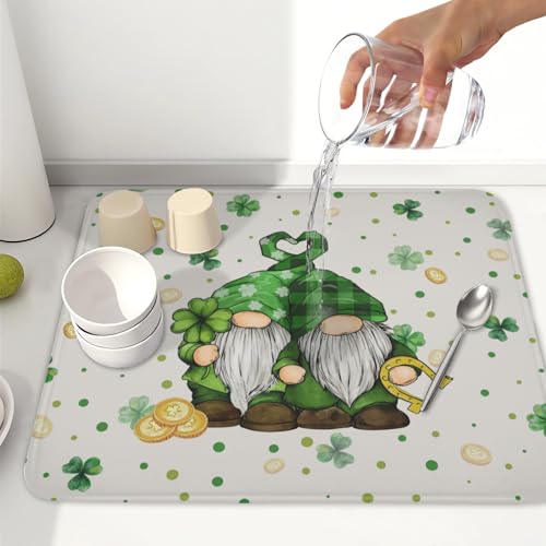 St Patrick's Day Gnome Dish Drying Mat for Kitchen Counter
