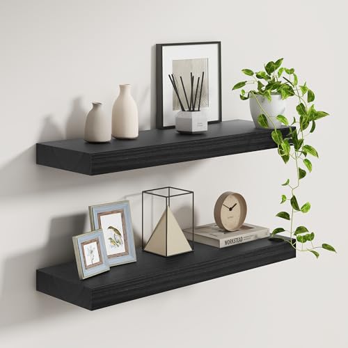 9 Inch Deep Black Floating Shelves (2 Count)