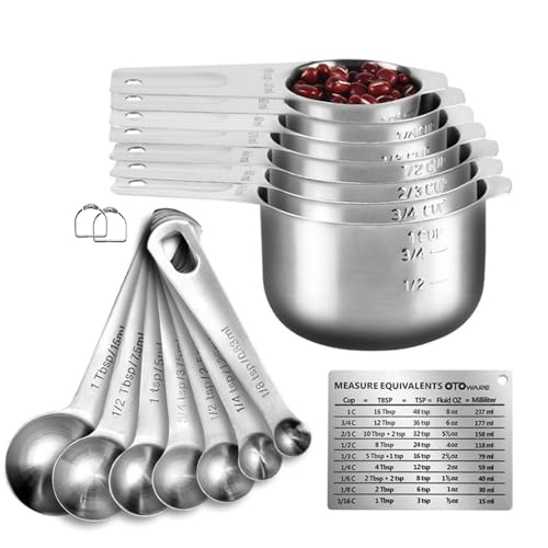 Measuring Cups and Spoons Set Heavy Duty 304 Metal Stainless Steel Measuring Cup Spoon Kitchen Gadgets for Cooking Baking