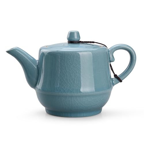 Ceramic Teapot with Infuser for Tea Coffee Milk as Gift Sky Blue