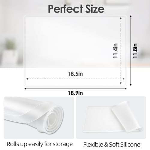 Silicone Coffee Maker Mat with Lip for Countertops 18.9''x11.8''Translucent