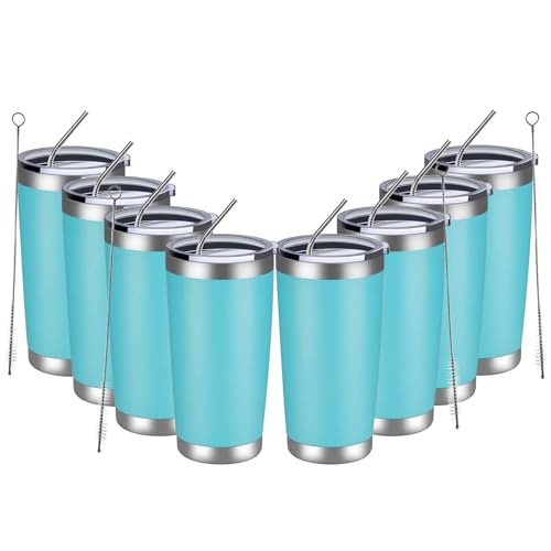 20oz Tumbler 8 Pack Double Wall Vacuum Insulated Travel Mug Bulk (8 Count)