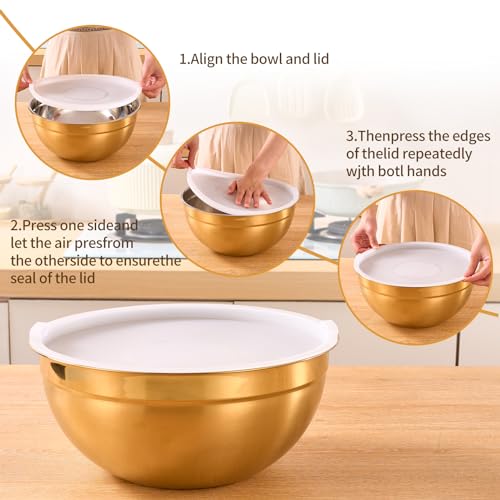 Gold Mixing Bowls With Airtight Lids