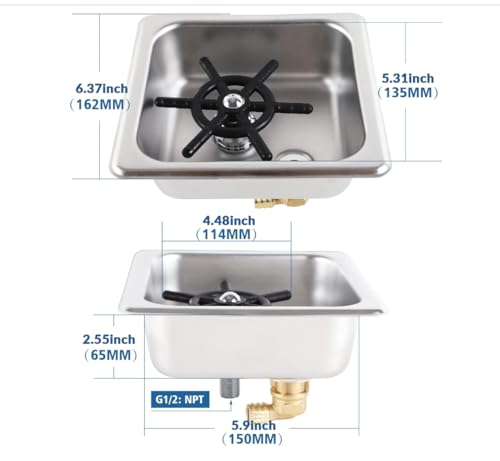Pitcher Rinser Glass Rinser Espresso Rinser Drain and Drip Tray Solid Brass and 304 Stainless Steel Bar Glass Rinser for Kitchen Sink