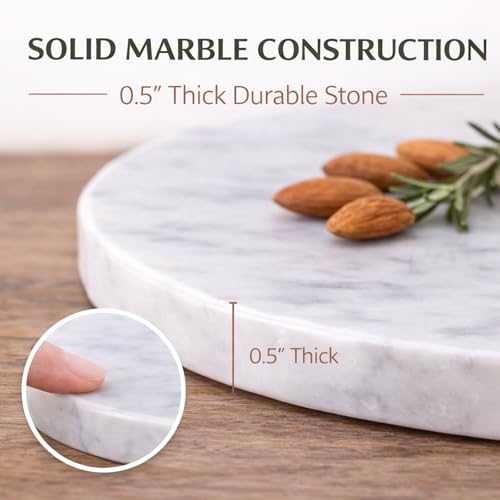 8 Inch Round Marble Cheese Board with Non
