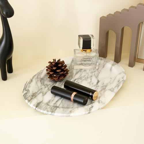 Natural Marble Decorative Tray Bathroom Counter Perfume Organizer Vanity Tray for Home Decor