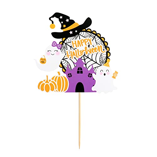 1 Big Happy Halloween Boo Web Pumpkin Ghost Witch Hat Cake Topper