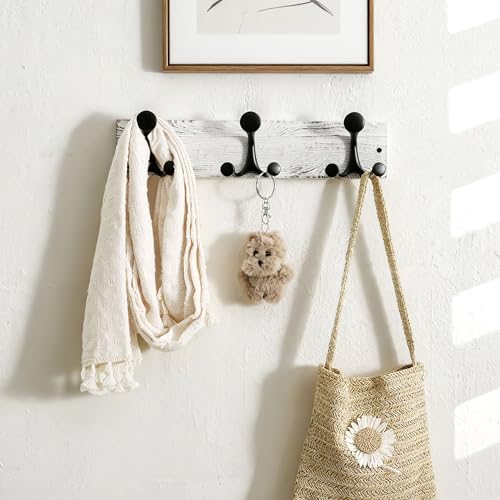 17 Inch Wood Coat Rack Wall Mount with 3 Triple Hooks (2 Count)